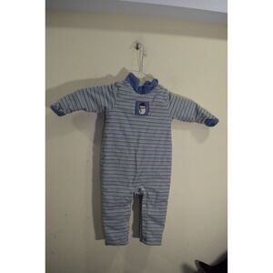 2012 Janie & Jack 6M 12M Baby Boy Thick Insulated 1 Piece Snowman Striped Snaps